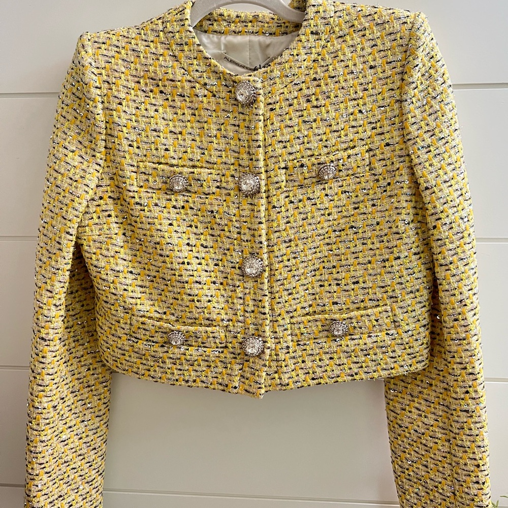 Beautiful tweed Alessandra Rich jacket with crystal buttons.